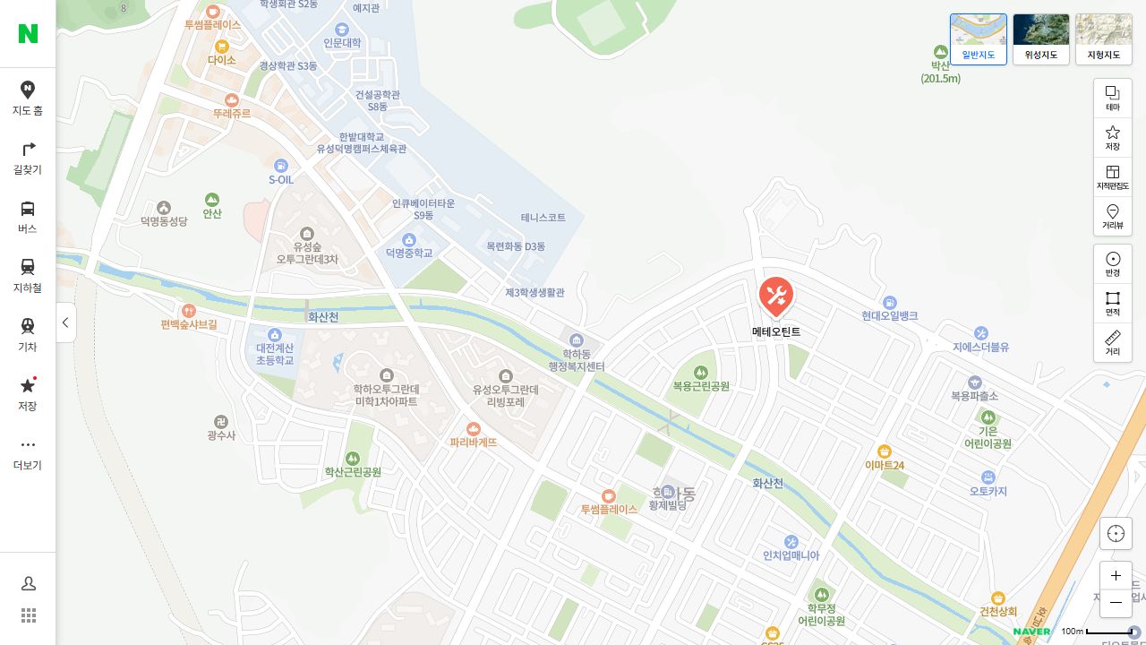 대전 유성구 복용북로33번길 7 메테오틴트 위치를 표시한 네이버 지도